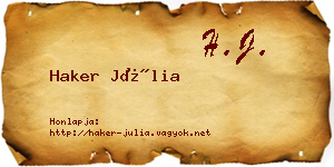 Haker Júlia névjegykártya
